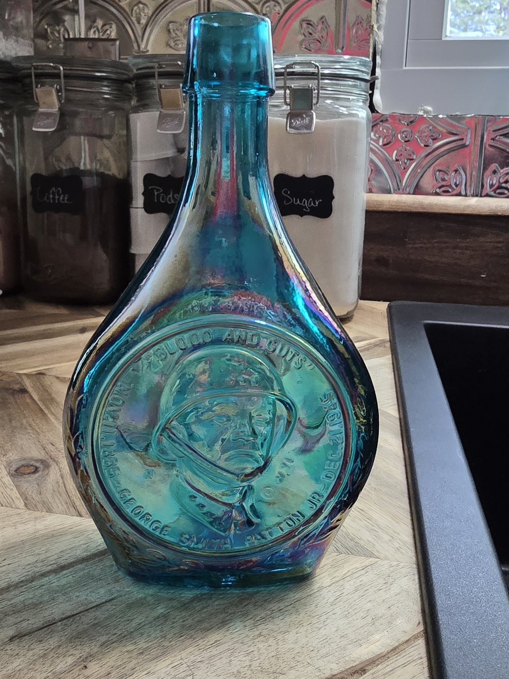 Vintage George Patten Glass Flask Bottle Accent - Home Art